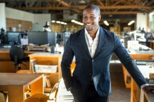 smiling businessman in a suit